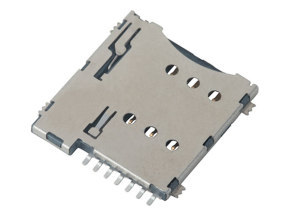 MICRO SIM CARD 6P PUSH PUSH SMT H=1.35mm 帶（無）檢測腳 有柱