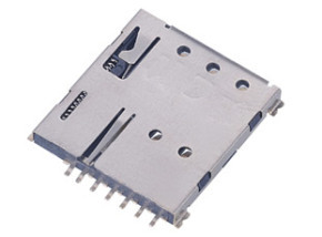 NANO SIM CARD 6P PUSH PUSH SMT H=1.35mm 帶檢測腳帶柱